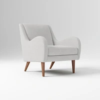 Sebastian Chair, Poly , Yarn Dyed Linen Weave, Alabaster, Pecan