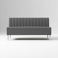 Emmett Dining Banquette Armless Bench, Yarn Dyed Linen Weave Pewter, Acorn