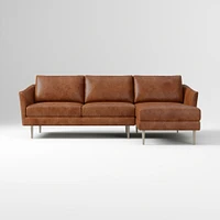Sloane 96" Right 2-Piece Chaise Sectional, Saddle Leather, Nut, Champagne Bronze