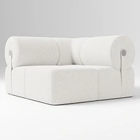 Samos Sectional Armless Performance Yarn Dyed Linen Weave Alabaster