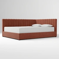 Avalon Corner Storage Bed Queen Yarn Dyed Linen Weave Alabaster