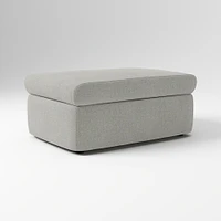 Enzo Storage Ottoman, Poly, Yarn Dyed Linen Weave, Alabaster, Concealed Support
