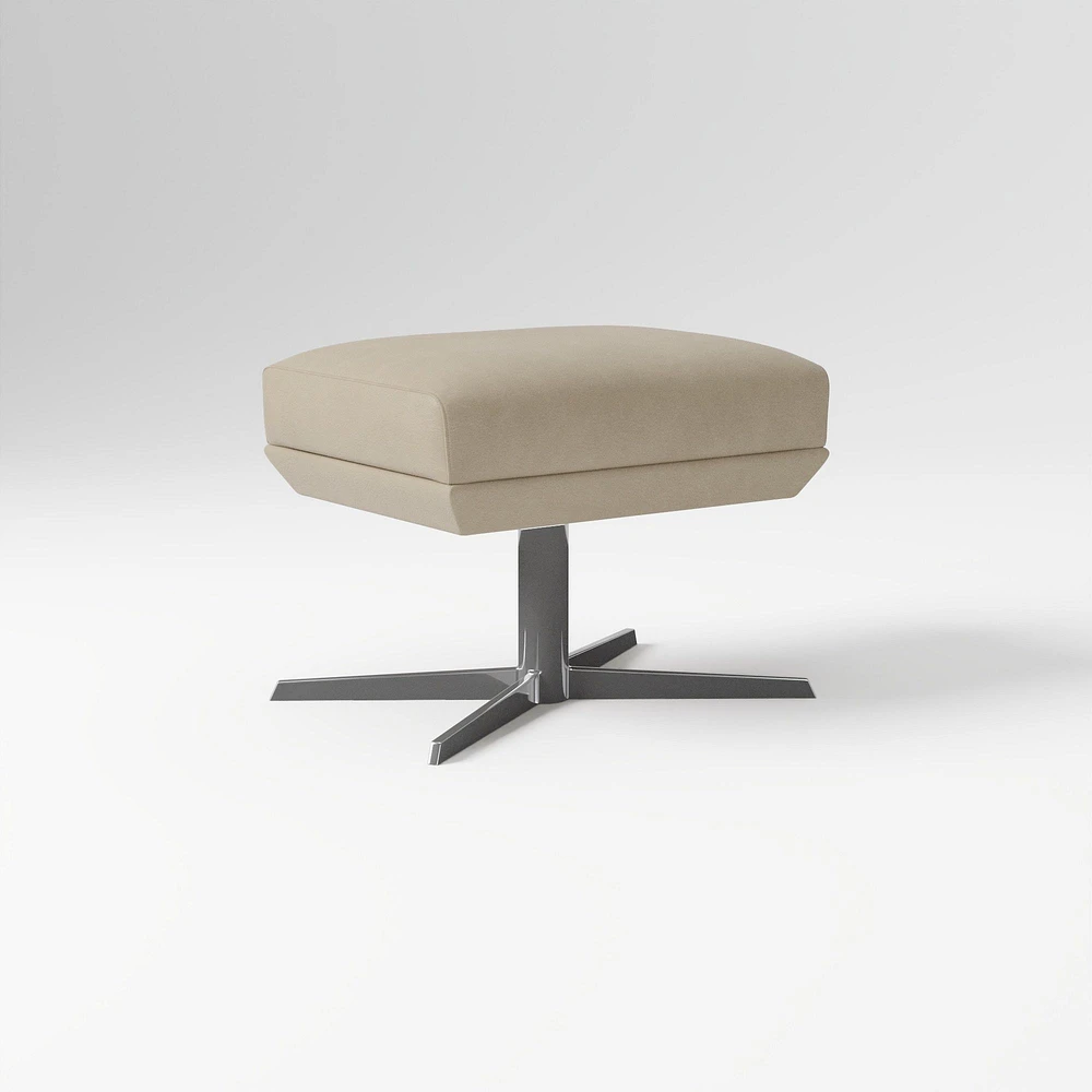 Austin Swivel Ottoman, Poly, Saddle Leather, Nut, Dark Bronze