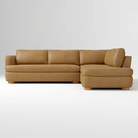 Leroy 2-Seat 2-Piece Right Bumper Chaise Sectional, Saddle Leather, Nut, Almond