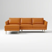 Sloane 96" Right 2-Piece Chaise Sectional, Saddle Leather, Nut, Champagne Bronze