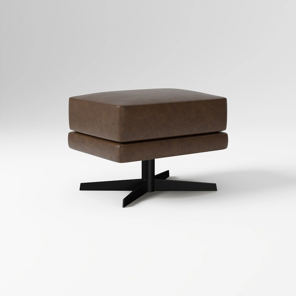 Viv High Back Swivel Chair Ottoman Saddle Leather Nut Dark Bronze