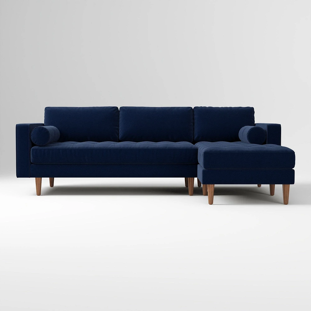 Dennes 102" Right 2-Piece Chaise Sectional, Twill Camel Walnut