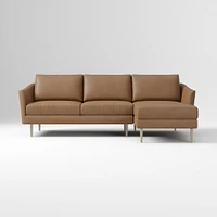 Sloane 96" Right 2-Piece Chaise Sectional, Saddle Leather, Nut, Champagne Bronze