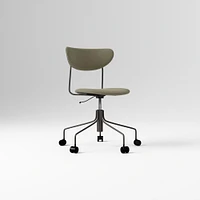 Petal Fully Upholstered Office Chair, Yarn Dyed Linen Weave, Pewter, Dark Bronze