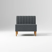 Emmett Dining Banquette Armless Bench, Yarn Dyed Linen Weave Pewter, Acorn