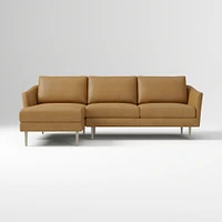 Sloane 96" Right 2-Piece Chaise Sectional, Saddle Leather, Nut, Champagne Bronze