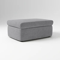 Enzo Storage Ottoman, Poly, Yarn Dyed Linen Weave, Alabaster, Concealed Support