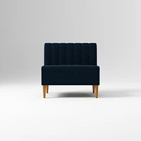 Emmett Dining Banquette Armless Bench, Yarn Dyed Linen Weave Pewter, Acorn