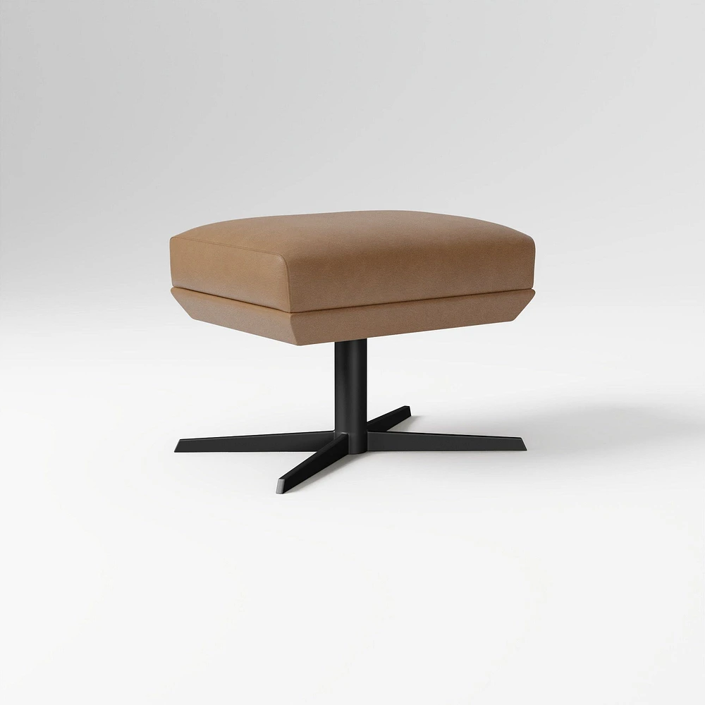Austin Swivel Ottoman, Poly, Saddle Leather, Nut, Dark Bronze