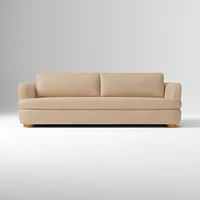 Leroy 96in Sofa, Ludlow Leather Navy, Cool Walnut