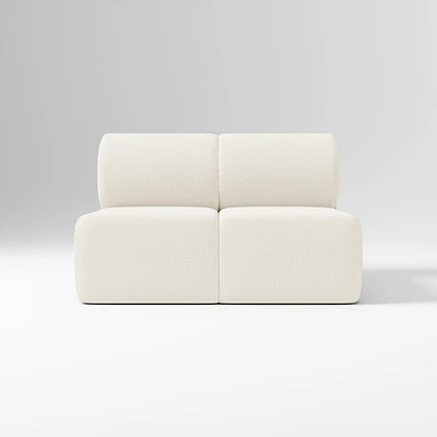 Samos Sectional Armless Performance Yarn Dyed Linen Weave Alabaster