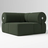 Samos Sectional Armless Performance Yarn Dyed Linen Weave Alabaster