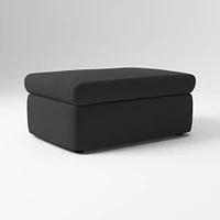 Enzo Storage Ottoman, Poly, Yarn Dyed Linen Weave, Alabaster, Concealed Support