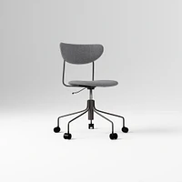 Petal Fully Upholstered Office Chair, Yarn Dyed Linen Weave, Pewter, Dark Bronze