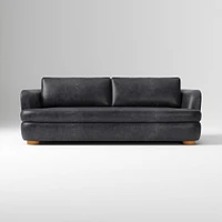 Leroy 96in Sofa, Ludlow Leather Navy, Cool Walnut