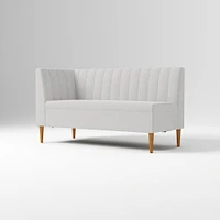Emmett Dining Banquette Armless Bench, Yarn Dyed Linen Weave Pewter, Acorn
