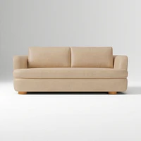 Leroy 96in Sofa, Ludlow Leather Navy, Cool Walnut