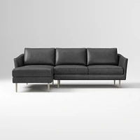 Sloane 96" Right 2-Piece Chaise Sectional, Saddle Leather, Nut, Champagne Bronze