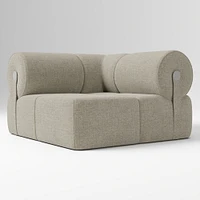 Samos Sectional Armless Performance Yarn Dyed Linen Weave Alabaster