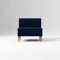 Emmett Dining Banquette Armless Bench, Yarn Dyed Linen Weave Pewter, Acorn