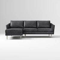Sloane 96" Right 2-Piece Chaise Sectional, Saddle Leather, Nut, Champagne Bronze
