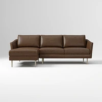 Sloane 96" Right 2-Piece Chaise Sectional, Saddle Leather, Nut, Champagne Bronze