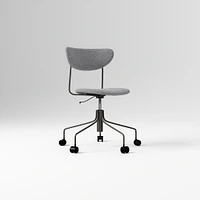 Petal Fully Upholstered Office Chair, Yarn Dyed Linen Weave, Pewter, Dark Bronze