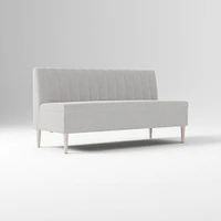 Emmett Dining Banquette Armless Bench, Yarn Dyed Linen Weave Pewter, Acorn