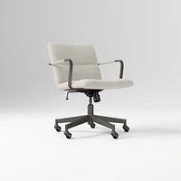 Cooper Mid-Century Office Chair, Yarn Dyed Linen Weave, Pewter, Cool Walnut and Dark Bronze