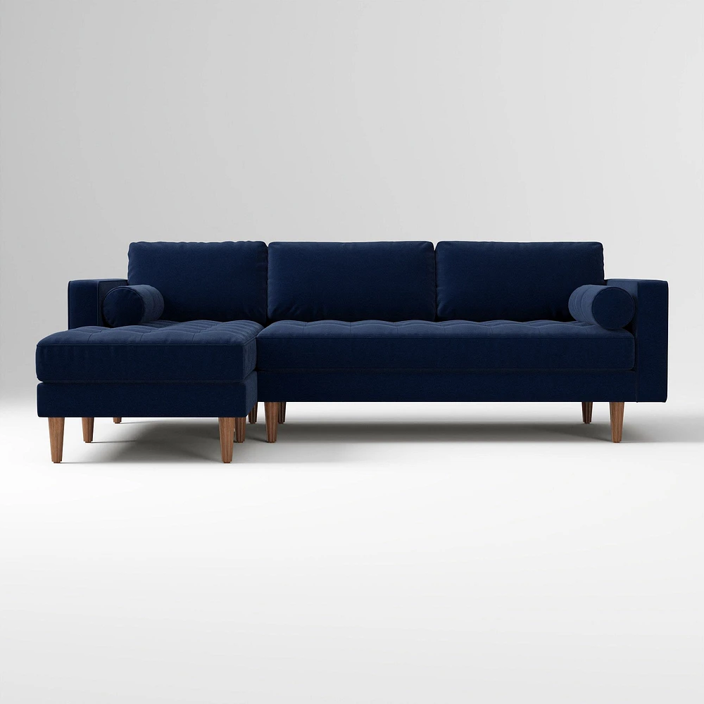 Dennes 102" Right 2-Piece Chaise Sectional, Twill Camel Walnut
