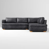 Leroy 2-Seat 2-Piece Right Bumper Chaise Sectional, Saddle Leather, Nut, Almond