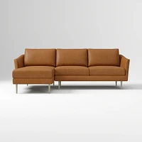 Sloane 96" Right 2-Piece Chaise Sectional, Saddle Leather, Nut, Champagne Bronze