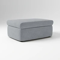 Enzo Storage Ottoman, Poly, Yarn Dyed Linen Weave, Alabaster, Concealed Support