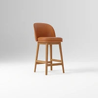 Wayne Counter Stool Armless, Saddle Leather, Nut, Cool Walnut