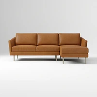 Sloane 96" Right 2-Piece Chaise Sectional, Saddle Leather, Nut, Champagne Bronze