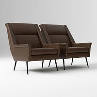Carlo Highback Chair, Poly, Saddle Leather, Nut, Brass