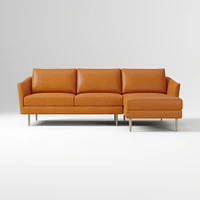 Sloane 96" Right 2-Piece Chaise Sectional, Saddle Leather, Nut, Champagne Bronze