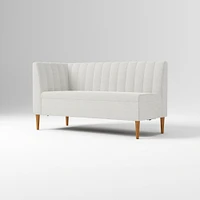 Emmett Dining Banquette Armless Bench, Yarn Dyed Linen Weave Pewter, Acorn