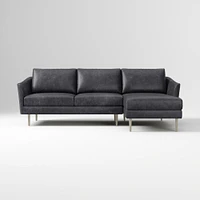 Sloane 96" Right 2-Piece Chaise Sectional, Saddle Leather, Nut, Champagne Bronze