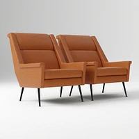 Carlo Highback Chair, Poly, Saddle Leather, Nut, Brass