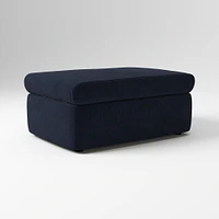 Enzo Storage Ottoman, Poly, Yarn Dyed Linen Weave, Alabaster, Concealed Support
