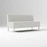 Emmett Dining Banquette Armless Bench, Yarn Dyed Linen Weave Pewter, Acorn