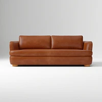 Leroy 96in Sofa, Ludlow Leather Navy, Cool Walnut