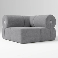 Samos Sectional Armless Performance Yarn Dyed Linen Weave Alabaster