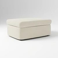 Enzo Storage Ottoman, Poly, Yarn Dyed Linen Weave, Alabaster, Concealed Support